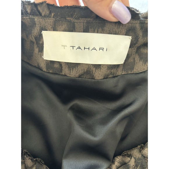 Tahari Jacket Womens Sz 8 Leopard Print Blazer Animal Print Ruffle Neck Coat - Picture 6 of 7